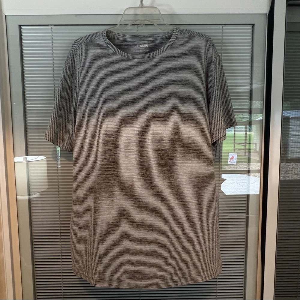 01. Algo Gray Striped Short Sleeve Tee